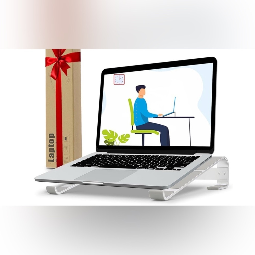 Laptop Stand Riser Silver Metal Ergonomic 11-17”  Vented Universal Compatible